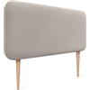 DHOME Testiera Imbottita Liscia Arrotondata in Velluto per Parete Acustica Testate Fonoassorbenti Testiera Letto Camera da Letto (Beige, 110cm)