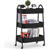 OXFENSEE Carrello con Ruote Portatutto Carrellino con Ruote Portatutto 3 piani, Carrello Portaoggetti Metallo Carrello Cucina Carrello Bagno Carrello Ufficio Carrello Trucco, Kaki Giallo