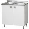 Relax e Design Mobile Cucina Sottolavello con Lavello DUE VASCHE Acciaio INOX 304-2 ante in Bianco Frassino, cm 80x50 H.88