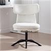 chairus Sedia da Ufficio Imbottita in Pelliccia Sintetica Sedia da Scrivania con Gambe in Metallo per l'ufficio domestico (Beige)