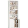 HOMCOM Libreria Moderna 4 Ripiani Armadietto 2 Ante 59x29x180cm Bianco | in Legno, Mobile Multiuso, per Soggiorno Ufficio e Studio