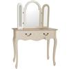 Generico Toeletta da Trucco Vintage 801542 con Specchio a Tre Ante, Postazione trucco, Stile Shabby Chic, Legno Bianco, 2 Cassetti, 90x40x140 cm