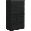 meble masztalerz Cassettiera Camera da Letto con 5 Cassetti - Credenza Soggiorno - Moderna Comò - Cassettiera Alta - Mobiletto con Cassetti - Nero con Frontale Lucido 70 x 39 x 124,5 cm