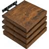 WOLTU Mensola da Muro, Mensola Marrone Vintage, 30x22.9x3.8cm,MDF 4er | Adatto Come Espositore da Soggiorno, Libreria da Studio o da Ufficio, Portaspezie da Cucina o Portaoggetti da Ingresso
