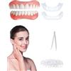 Thapncow 2 Paia Protesi Dentale Universale,Faccette Dentali,Faccette Denti Sorrisi Cosmetici,Denti Finti Da Applicare Da Soli Dentiera Finta Naturale Dentiera Provvisoria,Protesi Naturali Istantanee