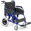 AIESI® Sedia a Rotelle pieghevole super-leggera da transito in alluminio con freno per disabili ed anziani AGILA TRANSIT, Doppio sistema di frenata, Cintura di sicurezza, Garanzia Italia 24 mesi