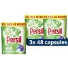 Persil Detersivo in capsule Bio 3 in 1, senza plastica, biodegradabile, potente rimozione delle macchie, formula a freddo e confezione riciclabile, 3 × 48 capsule (144 in totale)