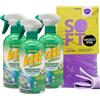 FEI FAN SET: 3x Detergente Spray SGRASSATORE ULTRA POWER Al Limone. Per Piatti e Superfici Della Cucina, Ad Azione Rapida, Contro Il Grasso Ostinato 435ml + Panno SOFT In Lattice, Formato 30x30cm