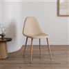 Parama Set 4 sedie seduta in polipropilene beige e gambe effetto legno | Eva