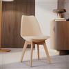 Parama Set 4 sedie seduta in polipropilene beige con cuscino imbottito e gambe in legno di faggio | Lia