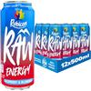 Rubicon RAW - Confezione da 12 bevande energetiche al lampone e mirtillo, 500 ml, 20% vero succo di frutta, alta caffeina con vitamine del gruppo B, ginseng e guaranà, senza coloranti o aromi