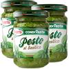 PUCCI Berni Condipasta Pesto al Basilico Conserva Condimento per Primi Piatti Tartine e Torte Salate - 3 Vasetti da 135g