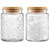 ANSQU Set di barattoli di vetro vintage con contenitore ermetico con coperchio in legno di bambù per bancone da cucina, dispensa, caffè, tè, zucchero, 700 ml