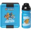 Room Copenhagen LEGO LUNCH SET - LEGO NINJAGO, Borraccia 390ml e Lunch Box, Design Iconico, Perfetto per Scuola, Ufficio e Viaggi, Lavabile in Lavastoviglie, nero & Azur