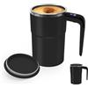 Tutamaz Tazza automatica da 380 ml, con manico, coperchio e indicatore di temperatura, tazza da caffè intelligente ricaricabile, per caffè latte di soia, cioccolata calda (nero)
