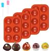 ANGEEK Set da 4 Stampi Semisferici in Silicone con 2 Contagocce - Stampo Multiuso per Cioccolato, Torta, Budino, Gelato, Palline di Sapone e Dolci Fai Da Te - Senza BPA, Adatto al Microonde