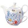 PABEN Set Teiera e Tazza a Tema Marino 13.6 cm in Porcellana d'Autore Nàvel con Gift Box Idea Regalo Bomboniera da Matrimonio
