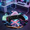 CARPETIA Tappeto gamer room lavabile a pelo corto easy-care controller galleggiante con simboli luminosi colorati, 120 cm rotondo