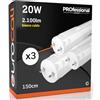 Eurocali 3x Tubi LED 150cm G13 T8 20W 2100 lumen - Luce Bianco Caldo 3000K - Fascio Luminoso 160° - Sostituzione Neon