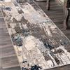 Mazovia Tappeto per Corridoio - Passatoia Corridoio Moderno Astratto - Tapis Salon, Chambre, Cuisine e Corridoio - Certifié Oeko-Tex - Tapis de Couloir au Metre - Beige Blu Grigio 100x400 cm