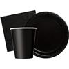 Isola Party Kit festa di compleanno tinta unita color Nero per 25 persone eco-friendly (25 piatti di carta ⌀ 23 cm, 25 bicchieri di carta 200 ml, 50 tovaglioli di carta 33x33 cm)