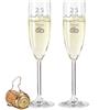 GRAVURZEILE Leonardo Bicchieri da champagne con incisione - Nozze d'argento 25 anni - Personalizzabile con nome e data - Regalo per lei e lui per matrimonio, fidanzamento, anniversario - Colore: champagne