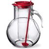 COSE DA CASA Caraffa in Vetro 2 Litri con Portaghiaccio Interno e Cucchiaio Mescolatore Brocca Refrigerante per Cocktail Sangria e Bevande Fredde Tappo Rosso Design Tondeggiante (1 brocca 2LT tappo rosso)