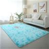 Hearda Tappeto Salotto Pelo Lungo Shaggy, Tappeto Peloso per Camera da Letto Morbido e Soffice Tie Dye Tappetino Peloso Pelo Lungo Moderno con Fondo Antiscivolo (Azzurro C,140x200cm)