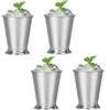 Kukyller 4 pezzi da 400 ml di tazze julep menta, da 14 once di bicchieri cocktail in acciaio inossidabile con bordo rivestimento in perline per succo birra per la birra bevanda bar (Argento classico)
