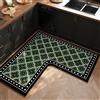 Treer Tappeto Cucina Antiscivolo Lavabile, Tappeto per Cucina in Diatomite Tappeti Runner Moderni Forma a L Tappetino Assorbente per Ingresso Bagno (Verde classico,120x120x45cm)