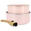 MENASTYL - Set di 2 padelle rimovibili impilabili 16 e 18 cm - tutti i fuochi di cui induzione - Rivestimento in ceramica antiaderente senza PFAS - Gamma Colorama - Colore Rosa - 98% alluminio
