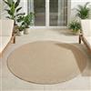 Carpetsale24 Tappeto Outdoor Rotondo 160 cm Beige, Resistente alle Intemperie e ai Raggi UV, Tappeto per Terrazza Giardino Soggiorno Indoor Outdoor, Design con Bordo Tinta Unita Robusto