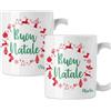 Colorfamily Coppia di tazze Natale Tazza Natalizia PERSONALIZZABILE con nome Buon Natale Christmas Mug 11 Oz Idea Regalo