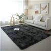 Hearda Tappeto Salotto Pelo Lungo Shaggy, Tappeto Peloso per Camera da Letto Morbido e Soffice Tie Dye Tappetino Peloso Pelo Lungo Moderno con Fondo Antiscivolo (Nero C,100x160cm)