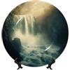 YVNKHKU Piatto decorativo in porcellana Bone China con cascate e nebbia in un mondo fantastico, decorazione per la casa di lusso, stile vintage, estetica moderna, motivi unici, ideale per collezionisti, 25,4
