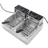 Wakects Friggitrice elettrica, doppio cilindro a cestello, in acciaio inox, con regolazione della temperatura regolabile (spina UE 220 V)