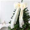 HEBEOT Decorazione per albero di Natale, 60 cm, con motivo a fiocco in rete, per decorazioni stagionali con alberi, ghirlande e ghirlande (beige)