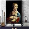 Dass La Dama con l'ermellino Riproduzioni di quadri su tela sul muro, di Leonardo Da Vinci Famosi quadri su tela, per la decorazione del soggiorno Nessuna cornice (Size : 60x90cm no frame)