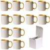 AL PRODUCTION Set Tazze per Sublimazione in Ceramica Bianca 330ml - Tazza Mug di Categoria AAA inclusa di Scatola per Gadget e Personalizzazioni - Made in Italy (Giallo, 12 Unità)
