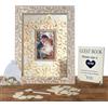 SOITU Libro degli Ospiti Matrimonio. Cornice Legno per Libro Degli Ospiti, 80 Cuori,Decorazioni di nozze Ricevimento Rusticho. Libro matrimonio. Compleanni, Baby shower, Inaugurazione della casa