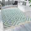 Paco Home Tappeto da esterno in blu e bianco per balcone e terrazza con motivo a rombi e design scandinavo, Dimensione:120x170 cm