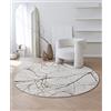 the carpet Mila - Tappeto moderno, a pelo corto, per soggiorno o camera da letto, in fibra lucida, effetto bassorilievo, motivo fulmine, grigio, 200 x 200 cm Rotondo