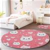 Generico Tappeto rotondo per soggiorno Motivo A Cuore Di Gatto, Stile Carino Tappeto morbido antiscivolo per sala da pranzo, camera da letto, cameretta bambini, divano, cucina, 180 cm, Rosa