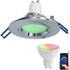 Planetitaly Faretto SMART incasso 7cm lampada LED 5W orientabile WiFi GU10 RGB CCT da 2700K a 6500K controllo vocale smartphone APP 230V soffitto negozio vetrina (Colore Silver)