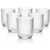 MECSAL CASALINGHI Set 6 Bicchieri Vetro Rigato 300 ml - Bicchieri Acqua e Cocktail Design Moderno, Bicchieri Colorati Eleganti per Tavola e Cucina, Resistenti Lavastoviglie, Tumbler in Vetro (Trasparente)