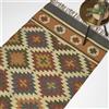 HOMESCAPES Tappeto Kilim intrecciato a mano arancione e blu, 90 x 150 cm, in iuta e lana, tappeto per soggiorno Lucea con motivo geometrico tradizionale e nappe