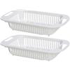 Amosfun Gocciolatoio Lavello Estensibile in Pp Bianco, Set da 2 Pezzi, Scolapiatti da Cucina per Frutta e Verdura Struttura Regolabile da Appendere al Bordo del Lavello