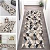 SGLGSTORE Tappeto Passatoia Cucina Antiscivolo Lavabile Grigio Beige Geometrico 50X150CM Tappeti Runner Lungo Corridoio ingresso interno Soggiorno Tappetino Cucina Multiuso Tappeti Bagno Larghezza 40-120cm