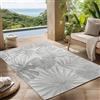 Carpettex Tappeto da Esterno Grigio 120x170 cm, Ideale per Cucina, Balcone, Terrazza, Soggiorno e Sala da Pranzo, Design di foglie di palma,