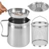 Sutowe Pentola per friggitrice con cestello da 2 l, contenitore per grasso in acciaio inox, con coperchio e filtro a rete fine, contenitore per grasso per olio da cucina, olio da cucina